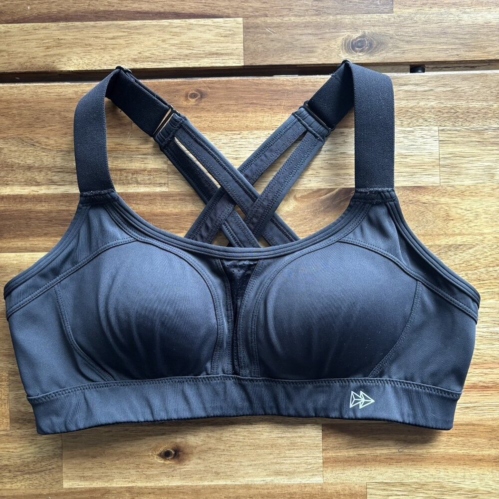 Yvette Black Sports Bra Crisscross Size 10 Gym‎ Workout Athleisure Everyday Run